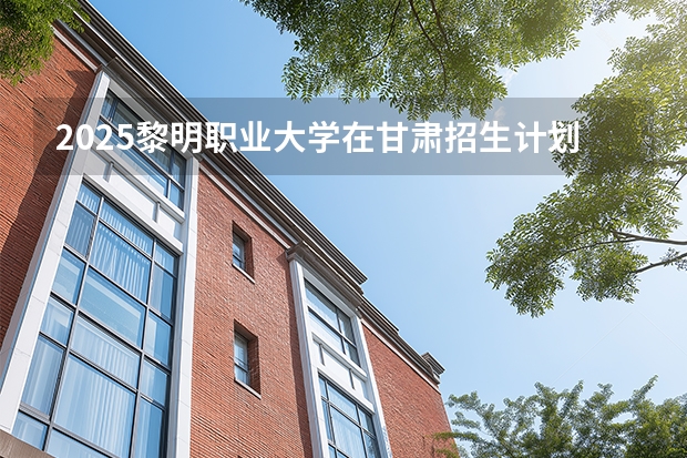 2025黎明职业大学在甘肃招生计划一览表